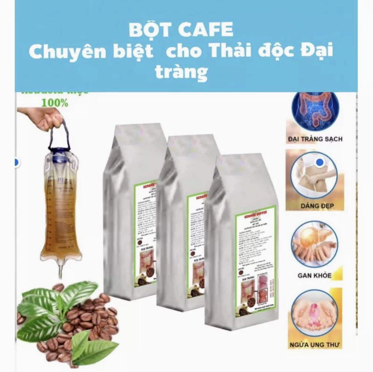 Cà phê Hữu cơ Thải độc Đại tràng ( 1kg / 2 bịch/ 90’ngày Thải độc)
