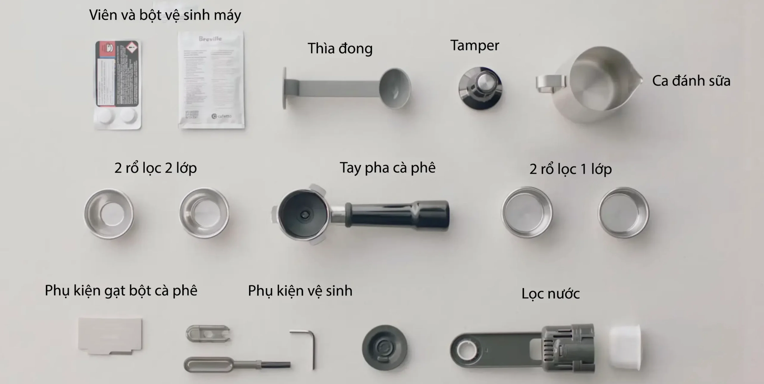 Phụ kiện đi kèm máy pha cà phê Breville BES870BSS