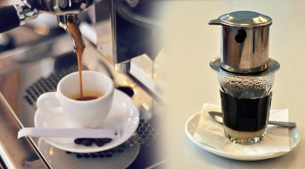 Sự khác biệt giữa cà phê pha máy và cà phê pha phin